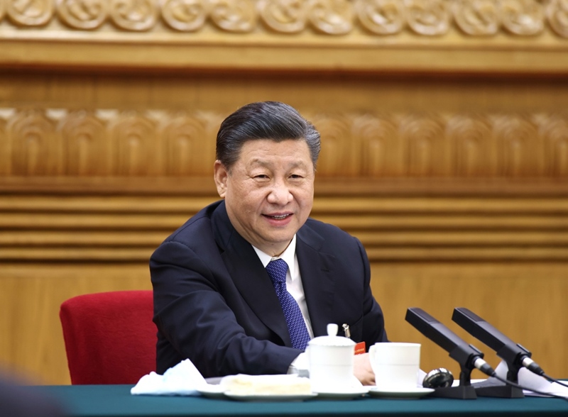 2021年3月5日，習(xí)近平總書記參加十三屆全國人大四次會議內(nèi)蒙古代表團(tuán)的審議。