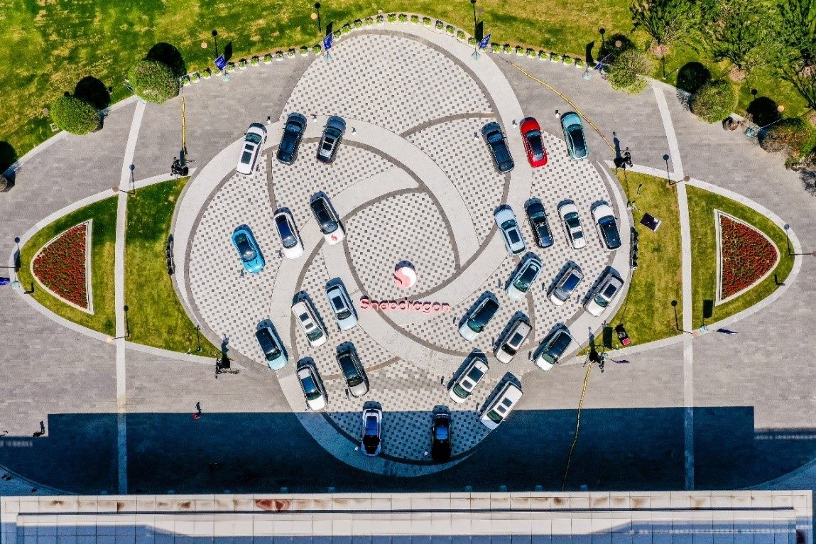 峰會(huì)戶外整車(chē)展示區(qū)俯瞰圖。（受訪者供圖）