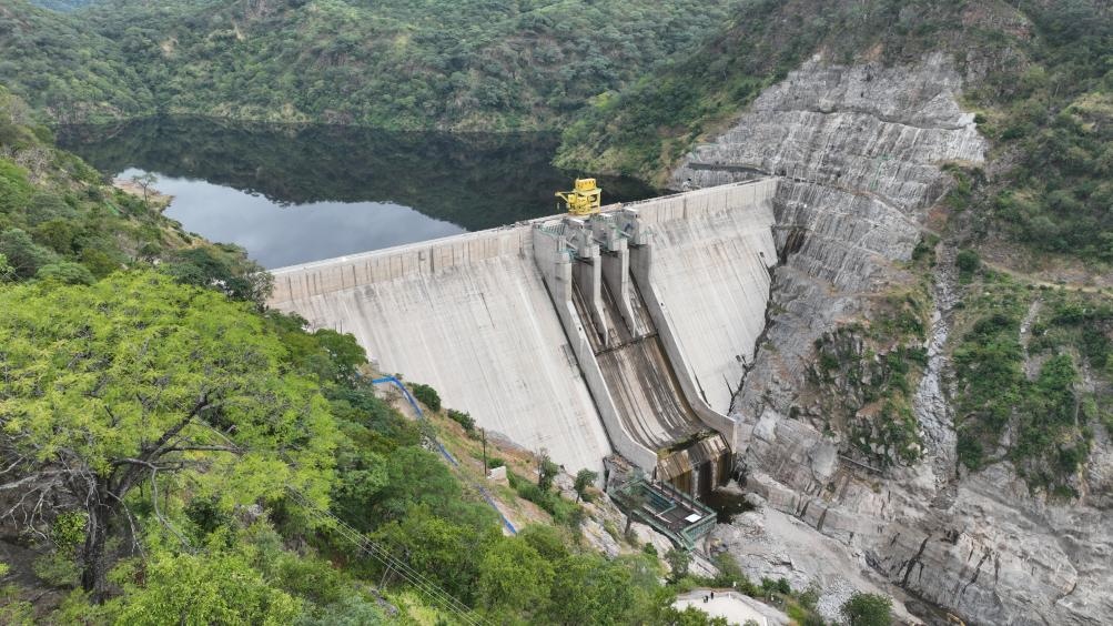 3月23日，航拍的下凱富峽水電站大壩。