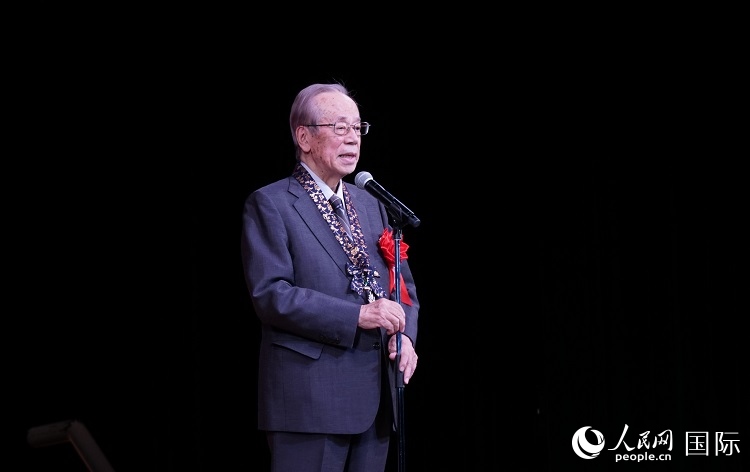 日本前首相福田康夫發(fā)表致辭。人民網 蔣曉辰攝
