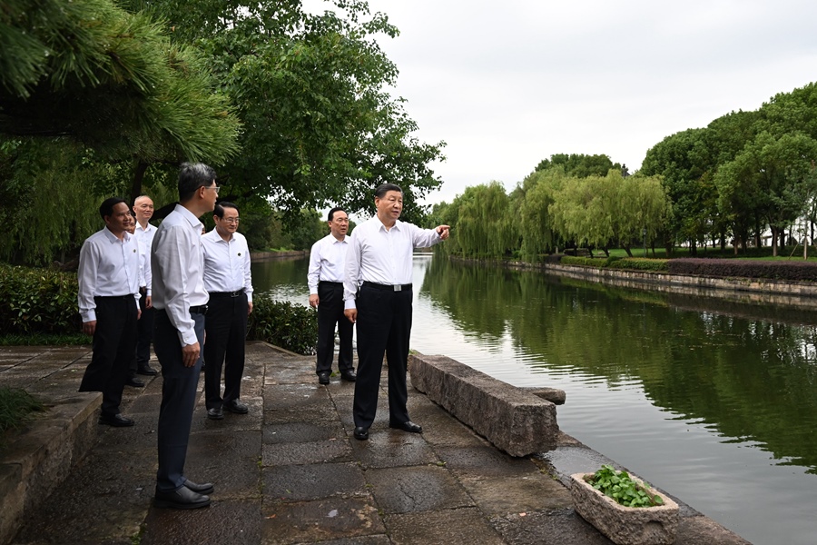 9月20日下午，習(xí)近平總書記在浙東運河文化園考察。新華社記者 謝環(huán)馳 攝