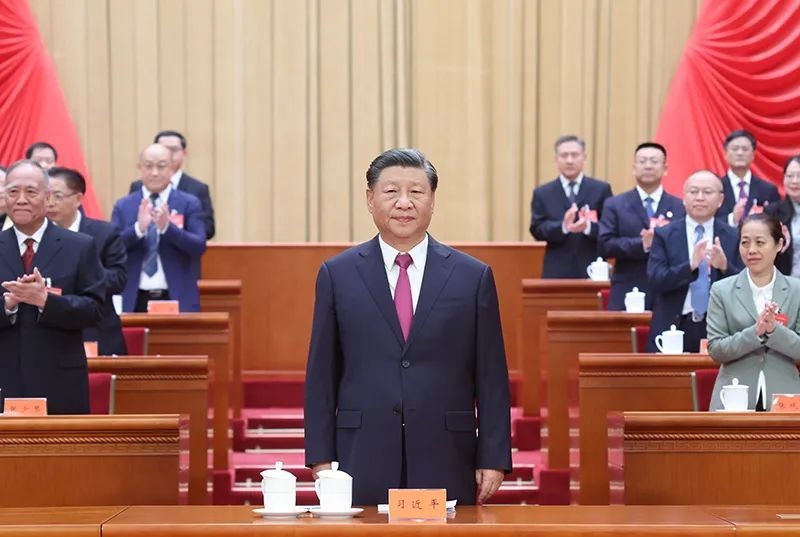 △2023年10月9日，中國工會第十八次全國代表大會在北京人民大會堂開幕。習(xí)近平總書記到會祝賀。