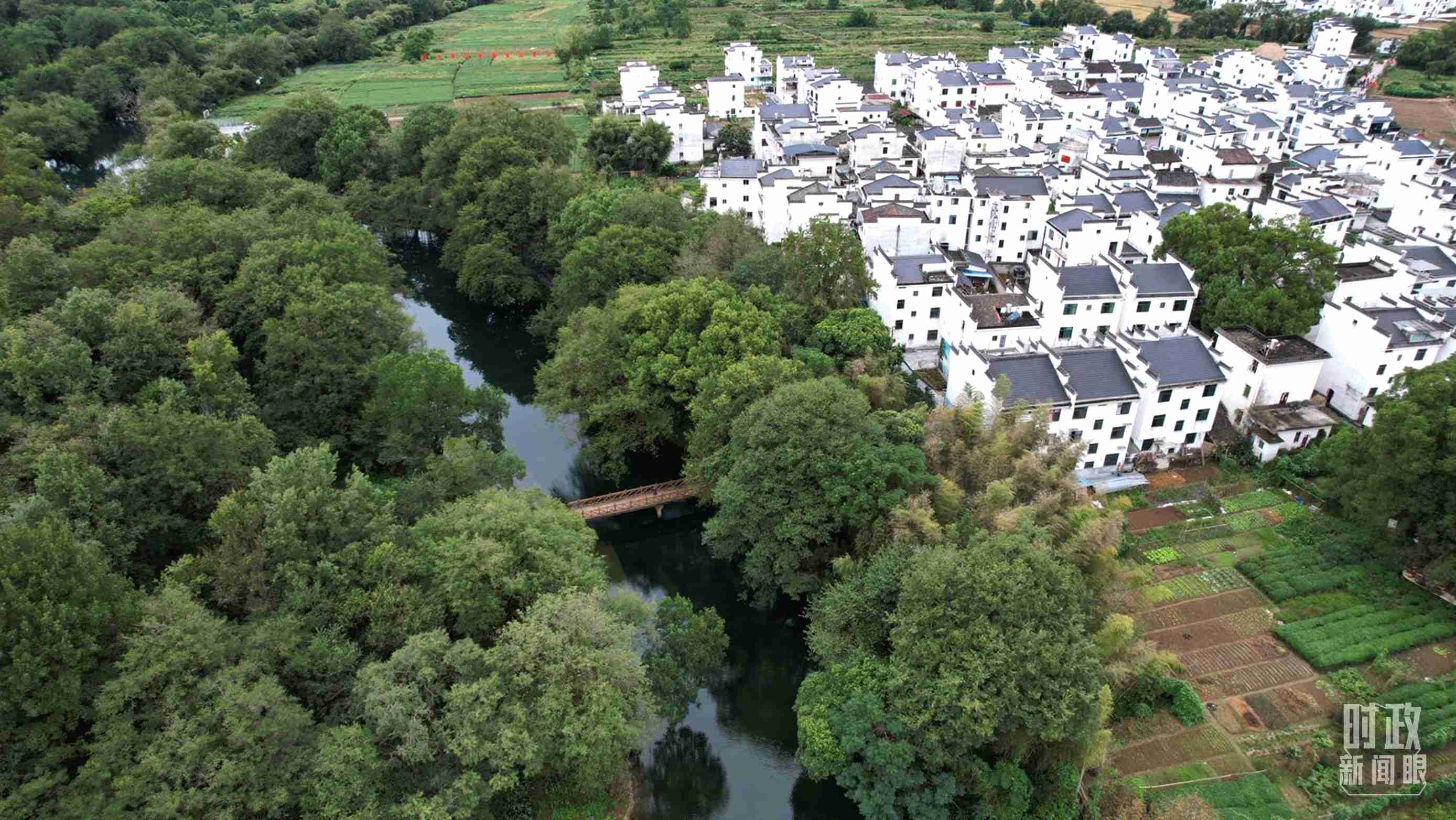 △位于饒河源國(guó)家濕地公園中心地帶的石門村。（總臺(tái)央視記者范凱拍攝）
