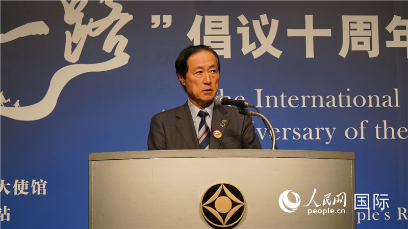 日本經(jīng)團(tuán)聯(lián)副會長佐藤康博發(fā)言。人民網(wǎng) 蔣曉辰攝
