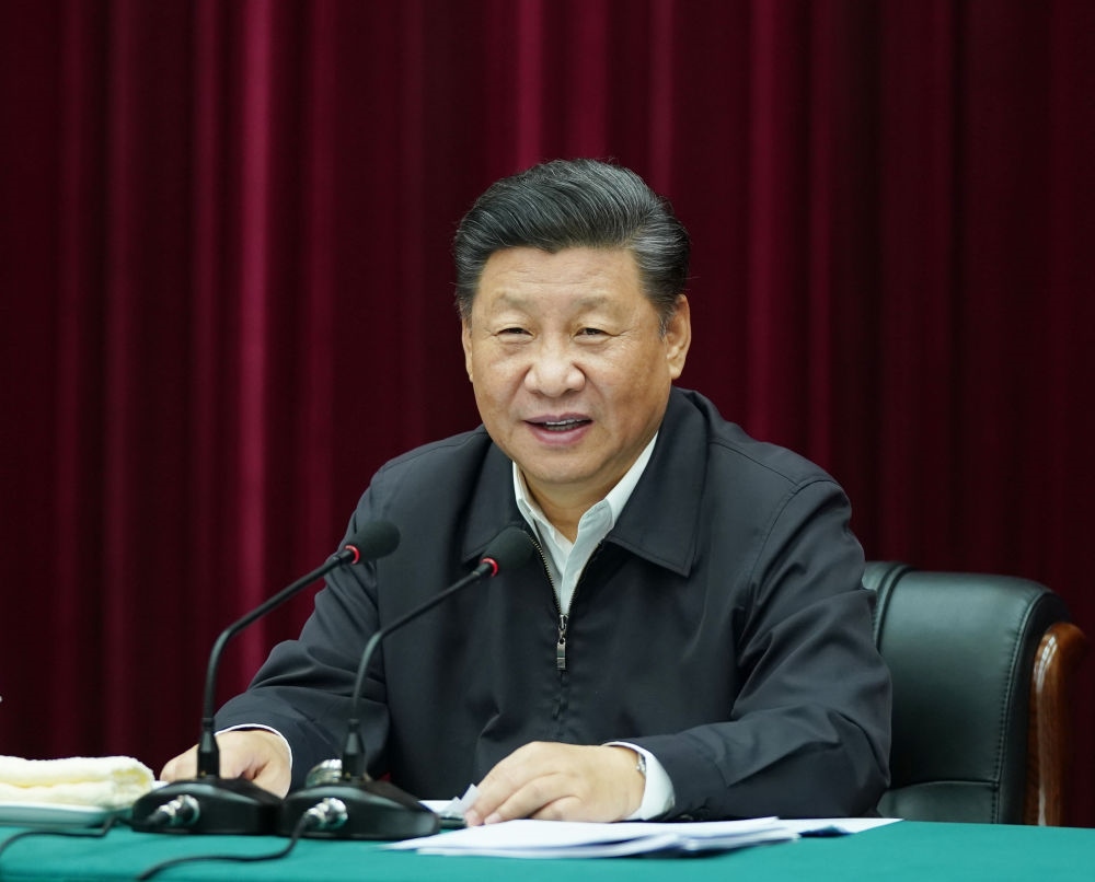 2019年9月18日上午，中共中央總書記、國家主席、中央軍委主席習近平在鄭州主持召開黃河流域生態(tài)保護和高質(zhì)量發(fā)展座談會并發(fā)表重要講話。新華社記者 謝環(huán)馳 攝