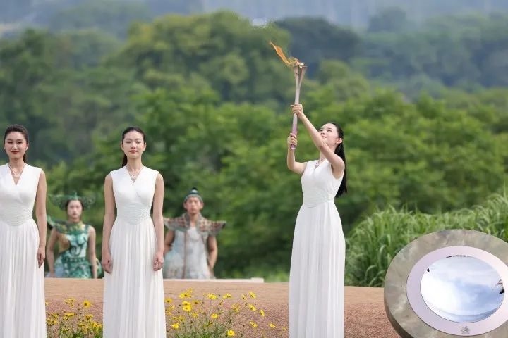 杭州亞運會火種在良渚成功采集。記者 呂之遙 攝