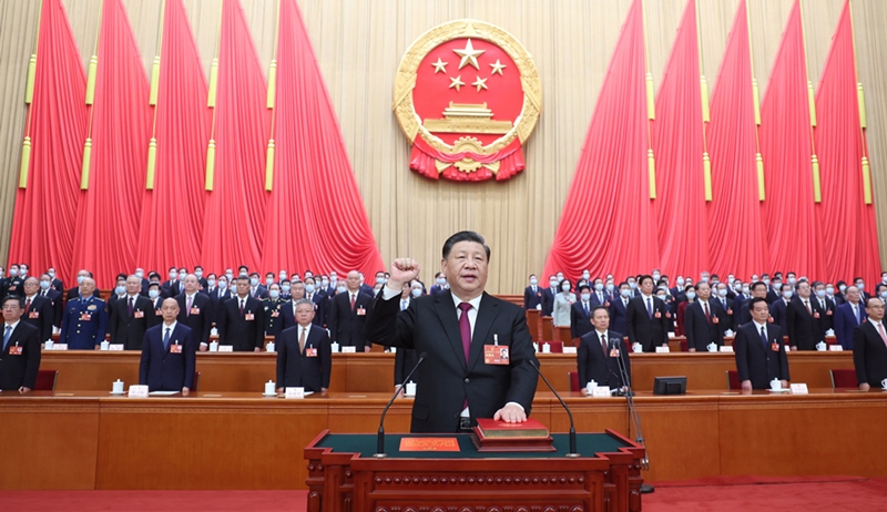 2023年3月10日，習(xí)近平進(jìn)行憲法宣誓。