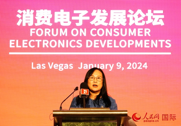 中國機電產(chǎn)品進出口商會副會長劉春致辭。人民網(wǎng)記者 鄧圩攝