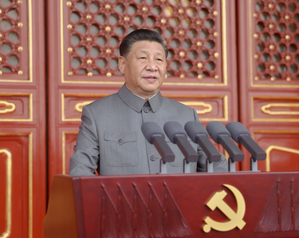 2021年7月1日，慶祝中國(guó)共產(chǎn)黨成立100周年大會(huì)在北京天安門廣場(chǎng)隆重舉行。習(xí)近平發(fā)表重要講話。新華社記者 鞠鵬 攝