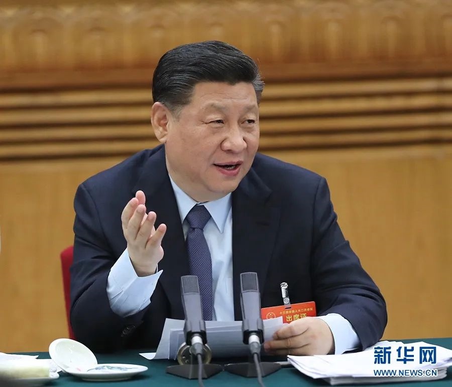 2019年3月7日，習(xí)近平參加十三屆全國(guó)人大二次會(huì)議甘肅代表團(tuán)的審議。新華社記者 鞠鵬 攝