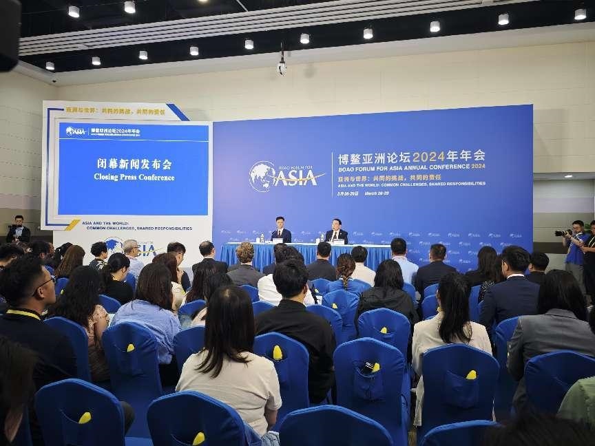 博鰲亞洲論壇2024年年會(huì)閉幕新聞發(fā)布會(huì)。人民網(wǎng)記者 許維娜攝