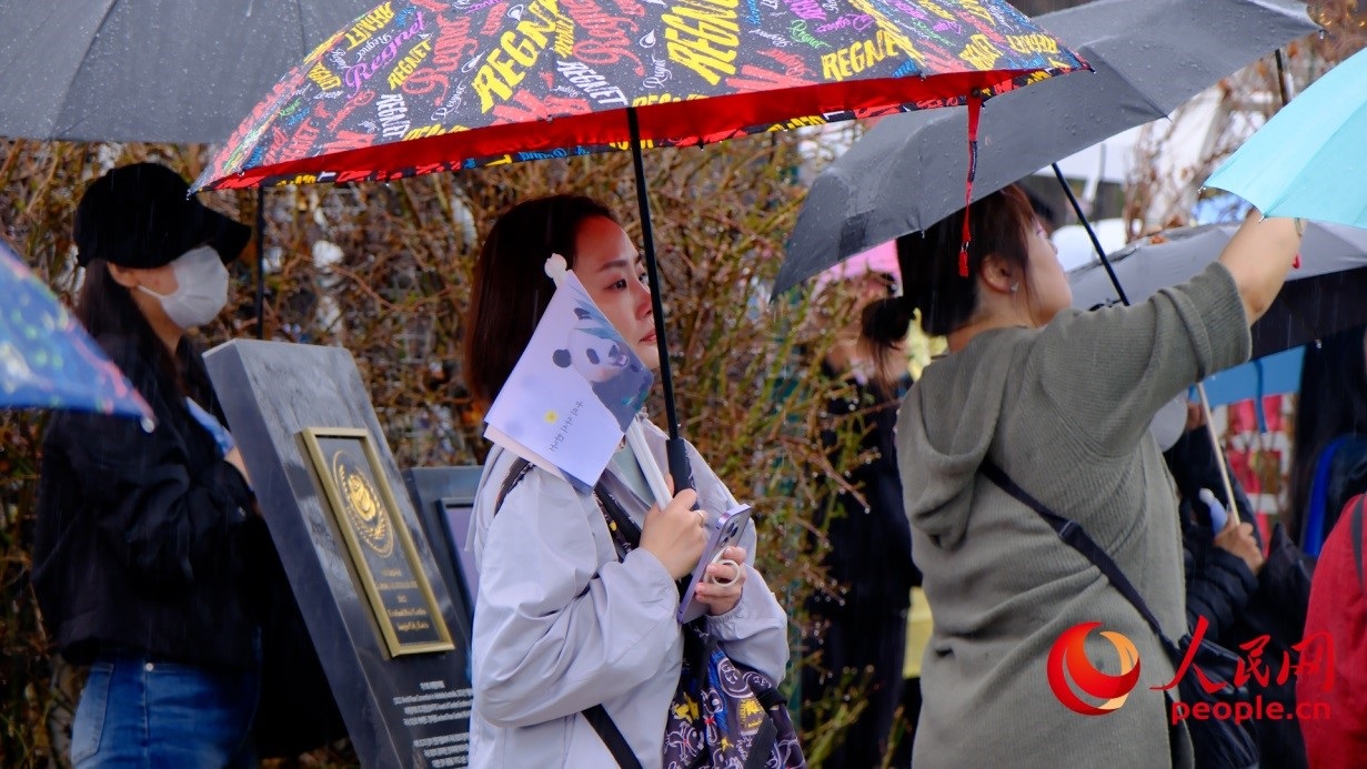 粉絲注視“福寶”車(chē)輛，滿(mǎn)眼不舍。 人民網(wǎng) 李帆攝