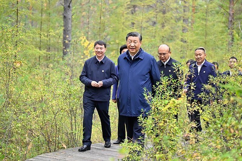 △2023年9月6日，習(xí)近平總書記在大興安嶺地區(qū)漠河市漠河林場(chǎng)自然林區(qū)考察。