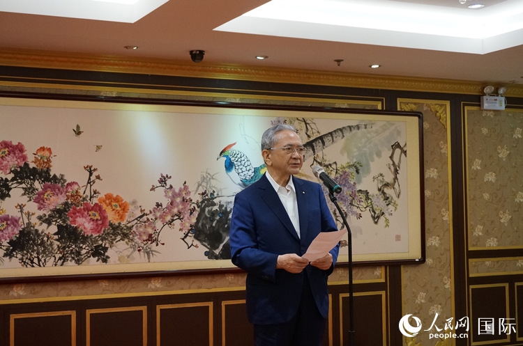 創(chuàng)價(jià)學(xué)會(huì)會(huì)長(zhǎng)原田稔致辭。