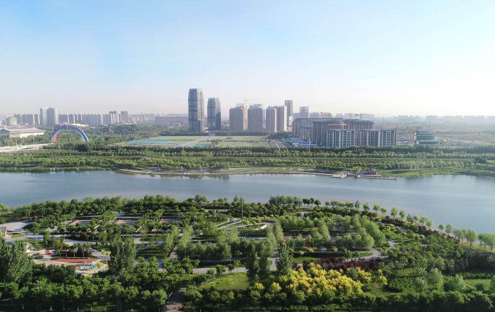 石家莊市滹沱河景色（2022年5月16日攝，無人機照片）。新華社記者 楊世堯 攝