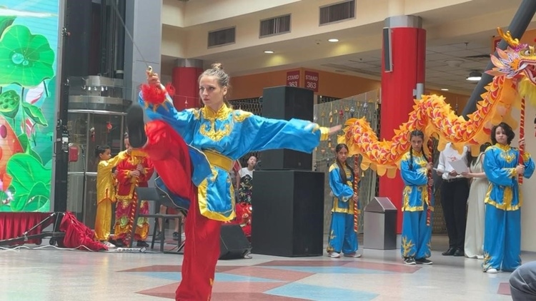 羅馬尼亞人舞龍舞獅隊(duì)進(jìn)行精彩表演。中國駐羅馬尼亞大使館領(lǐng)僑處供圖