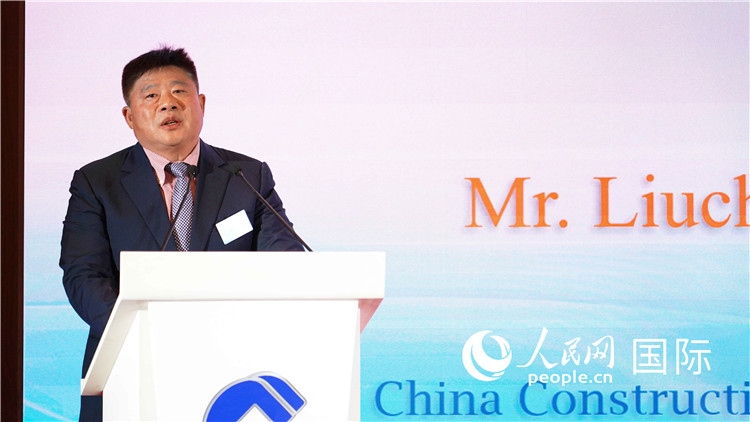 中國建設(shè)銀行國際部副總經(jīng)理岳留昌發(fā)言。 人民網(wǎng) 張茜 攝