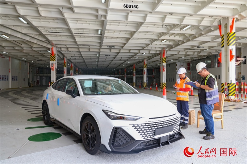 工人正在進行卸車作業(yè)。人民網(wǎng)記者 任皓宇攝