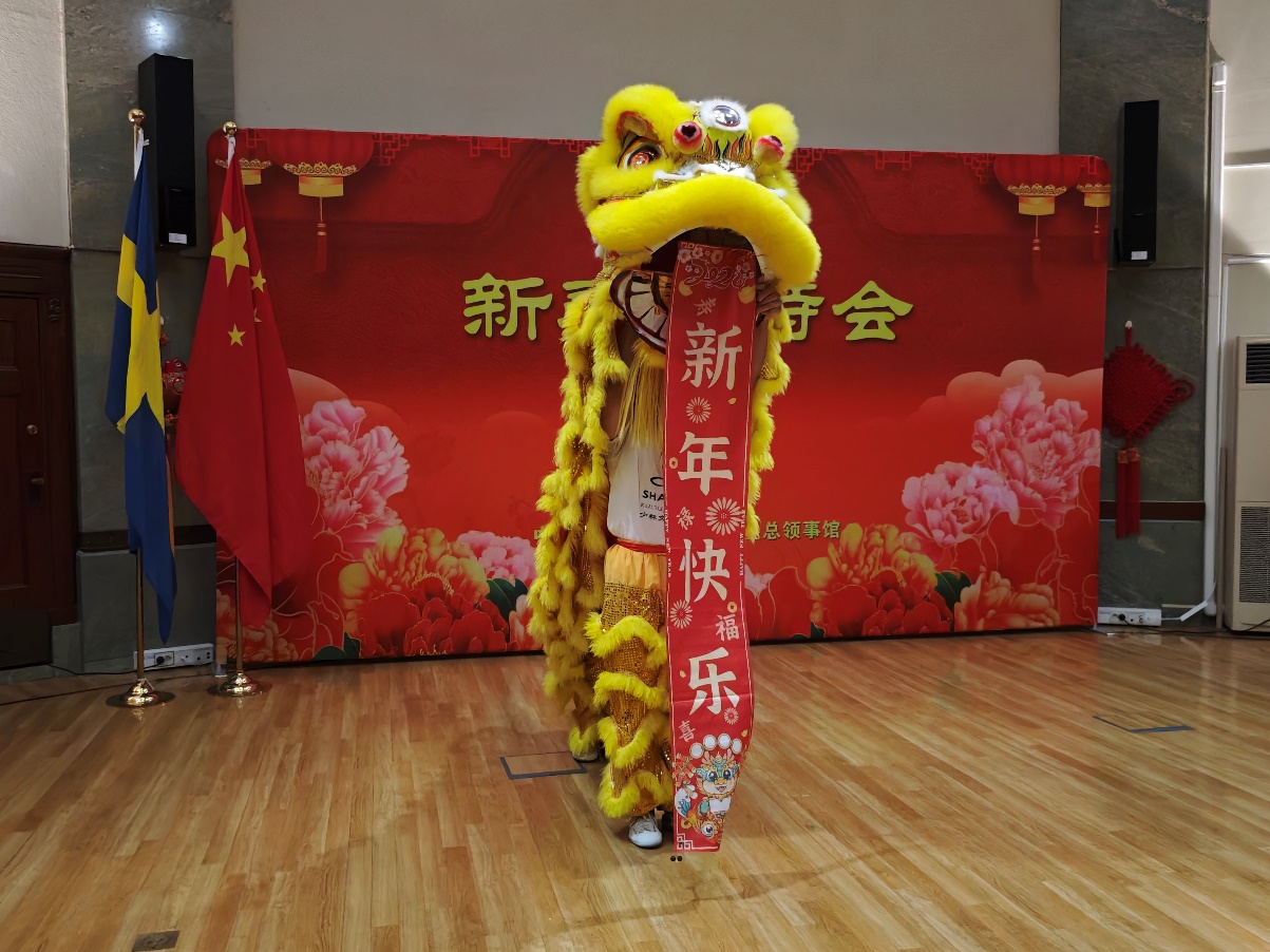 開(kāi)場(chǎng)舞獅表演。中國(guó)駐哥德堡總領(lǐng)館供圖