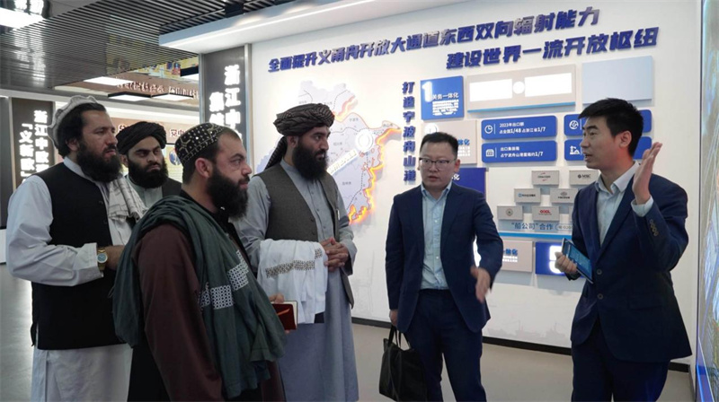 代表團(tuán)在義新歐班列始發(fā)站參觀。CGTN記者 楊剛攝